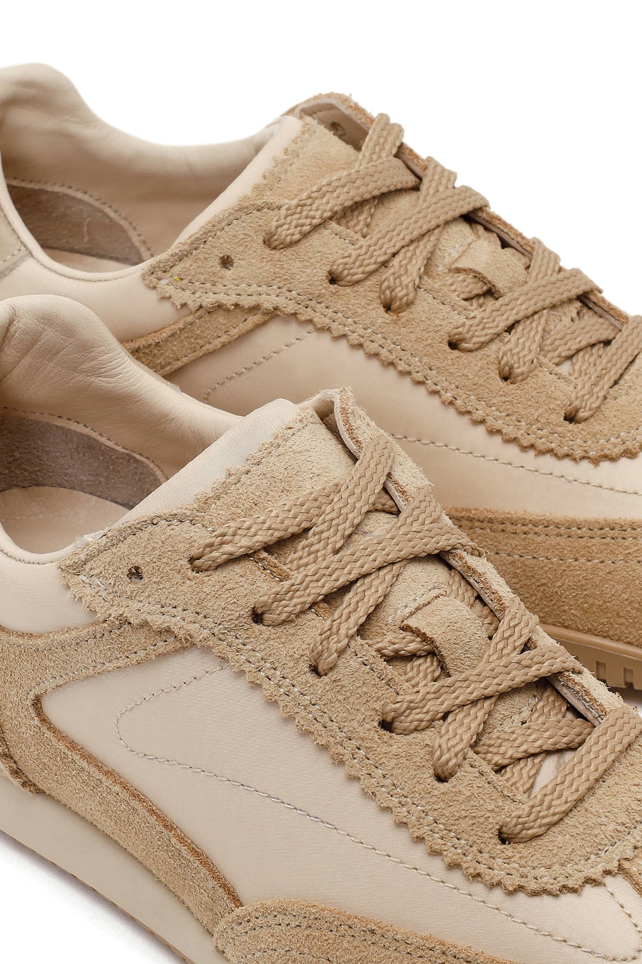 Kadın Bej Bağcıklı Süet Deri Sneaker