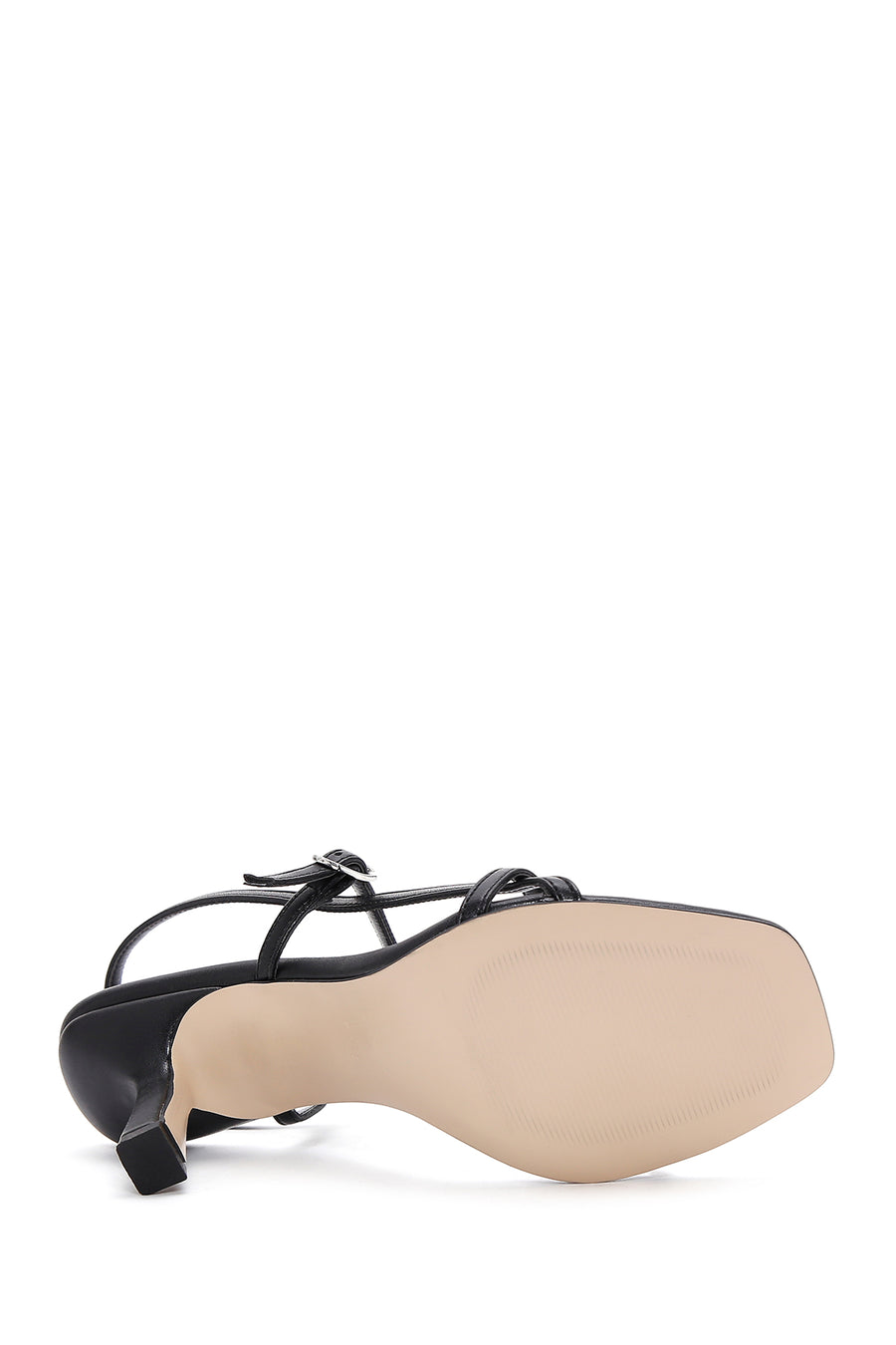 Women's Black Ankle Strap Heeled Sandals