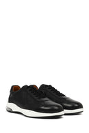 Erkek Siyah Bağcıklı Deri Casual Sneaker | Derimod
