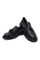 Kadın Siyah Püsküllü Deri Maskülen Loafer | Derimod