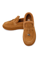 Kadın Camel Tokalı Kalın Tabanlı Süet Deri Teddy Loafer | Derimod