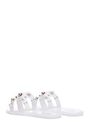 Women's White Jelly Stone Slippers | Derimod