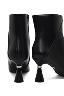 Women's Black Zippered Stone Detailed Heeled Boot | Derimod