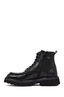 Male Black Zip Closure Thick-Soled Leather Boots | Derimod
