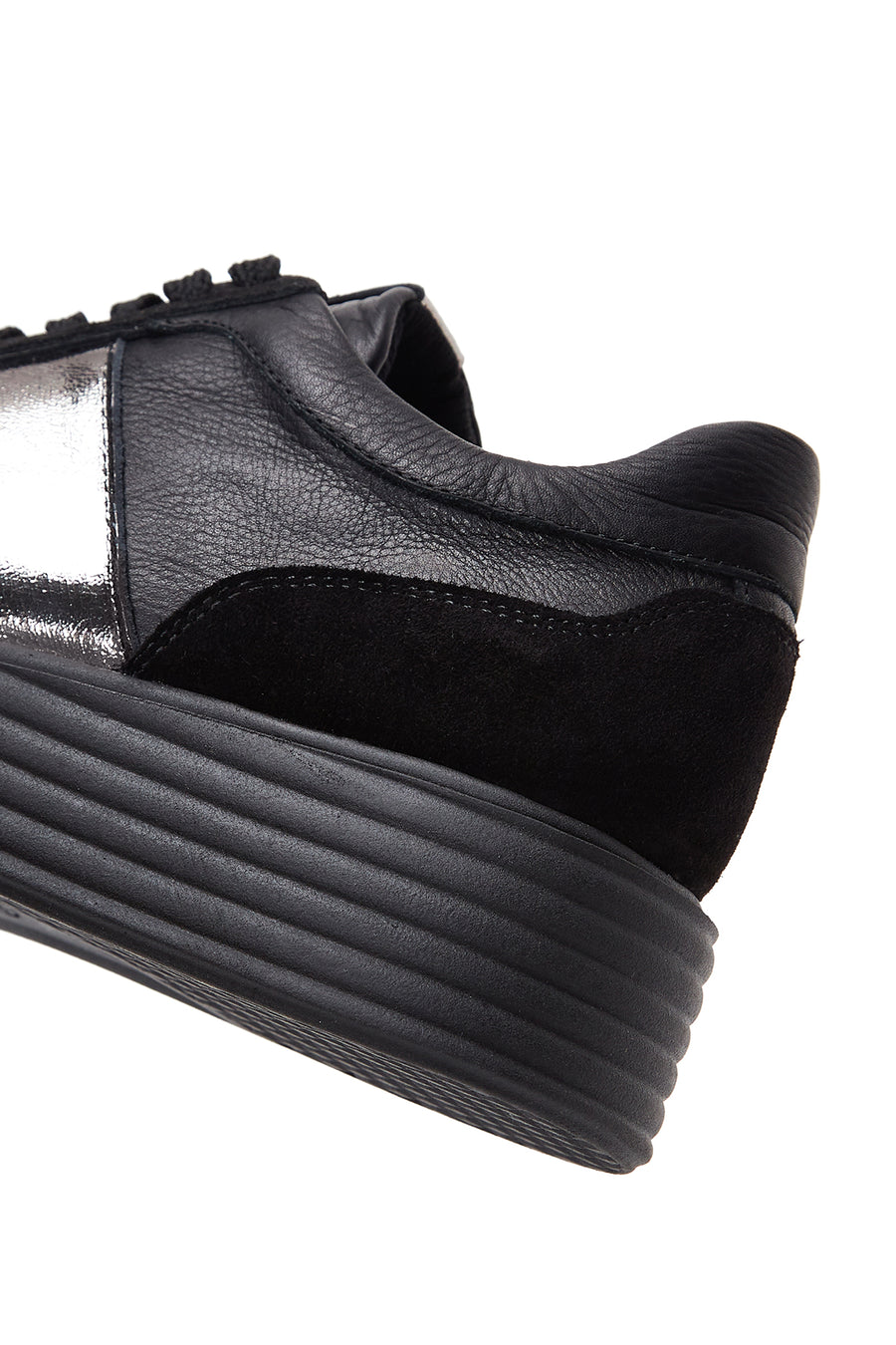 Kadın Siyah Deri Kalın Tabanlı Sneaker
