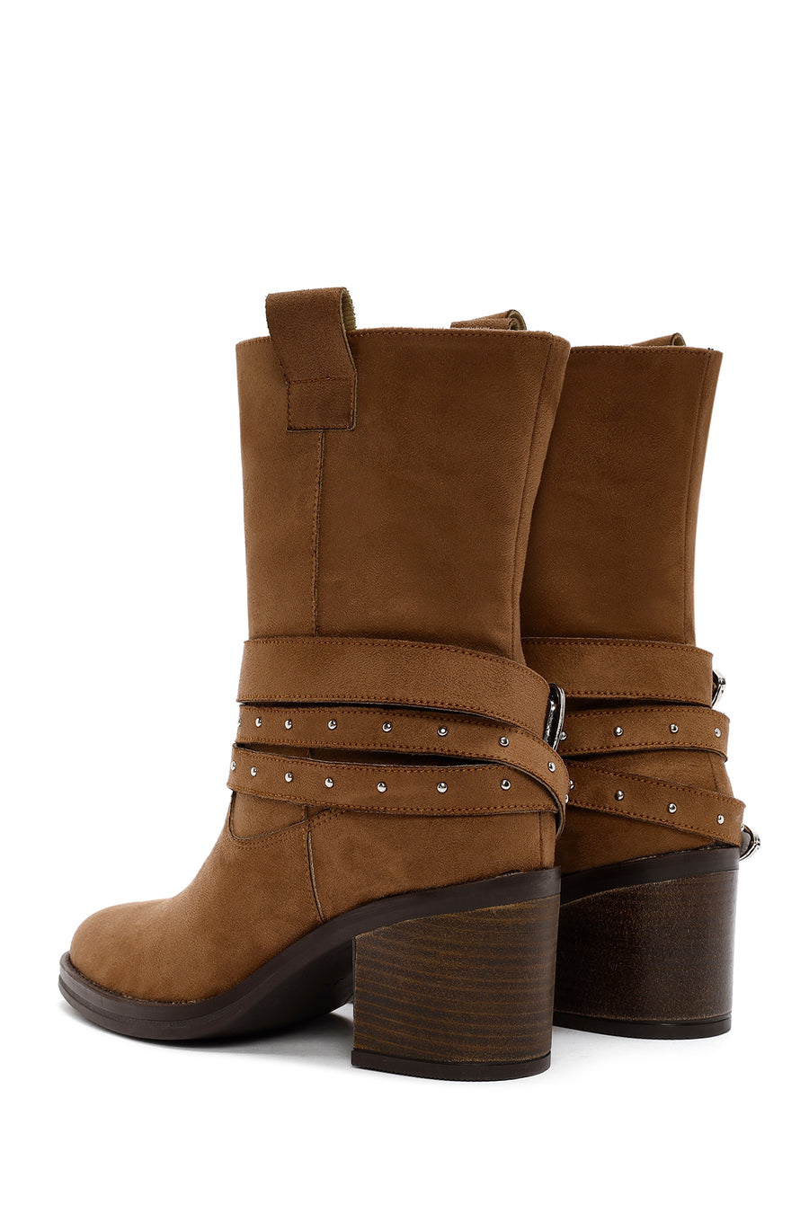 Women's Tan Suede Heeled Cowboy Boots