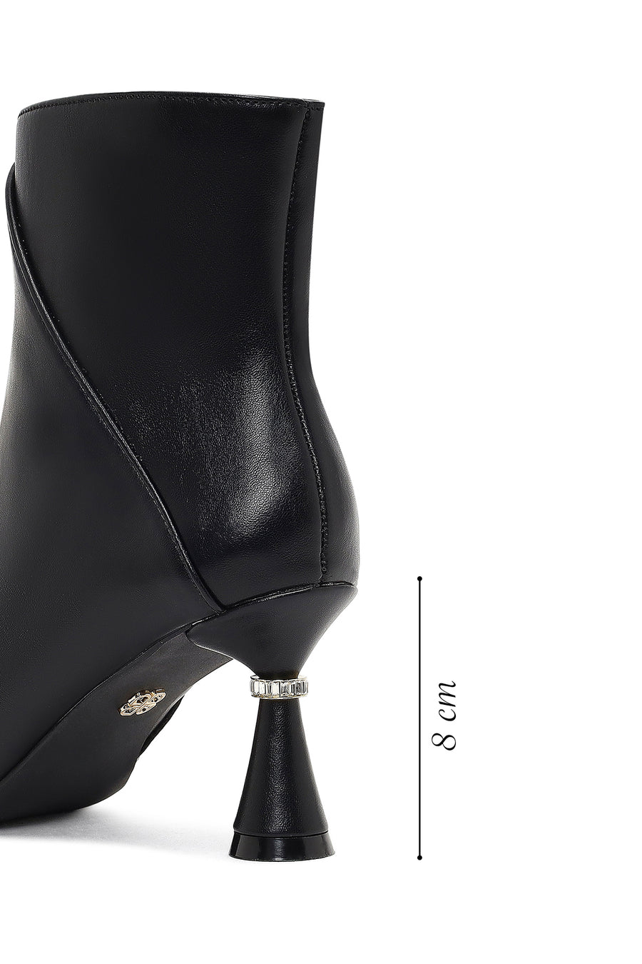 Women's Black Zippered Stone Detailed Heeled Boot