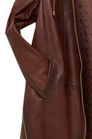 Britney Women's Brown Shirt Collar Oversize Leather Jacket | Derimod