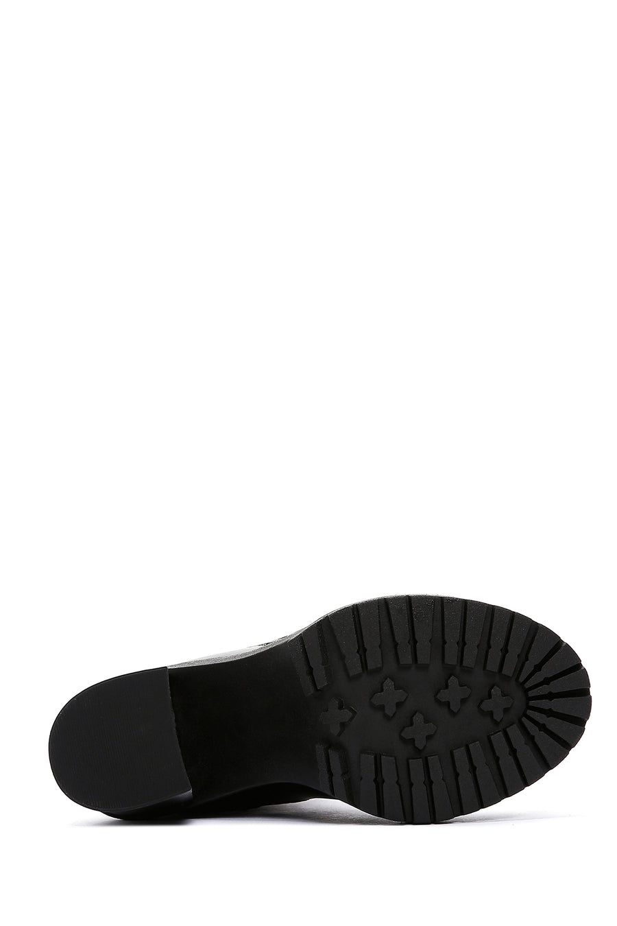 Women's Black Leather Zippered Platform Heeled Boots
