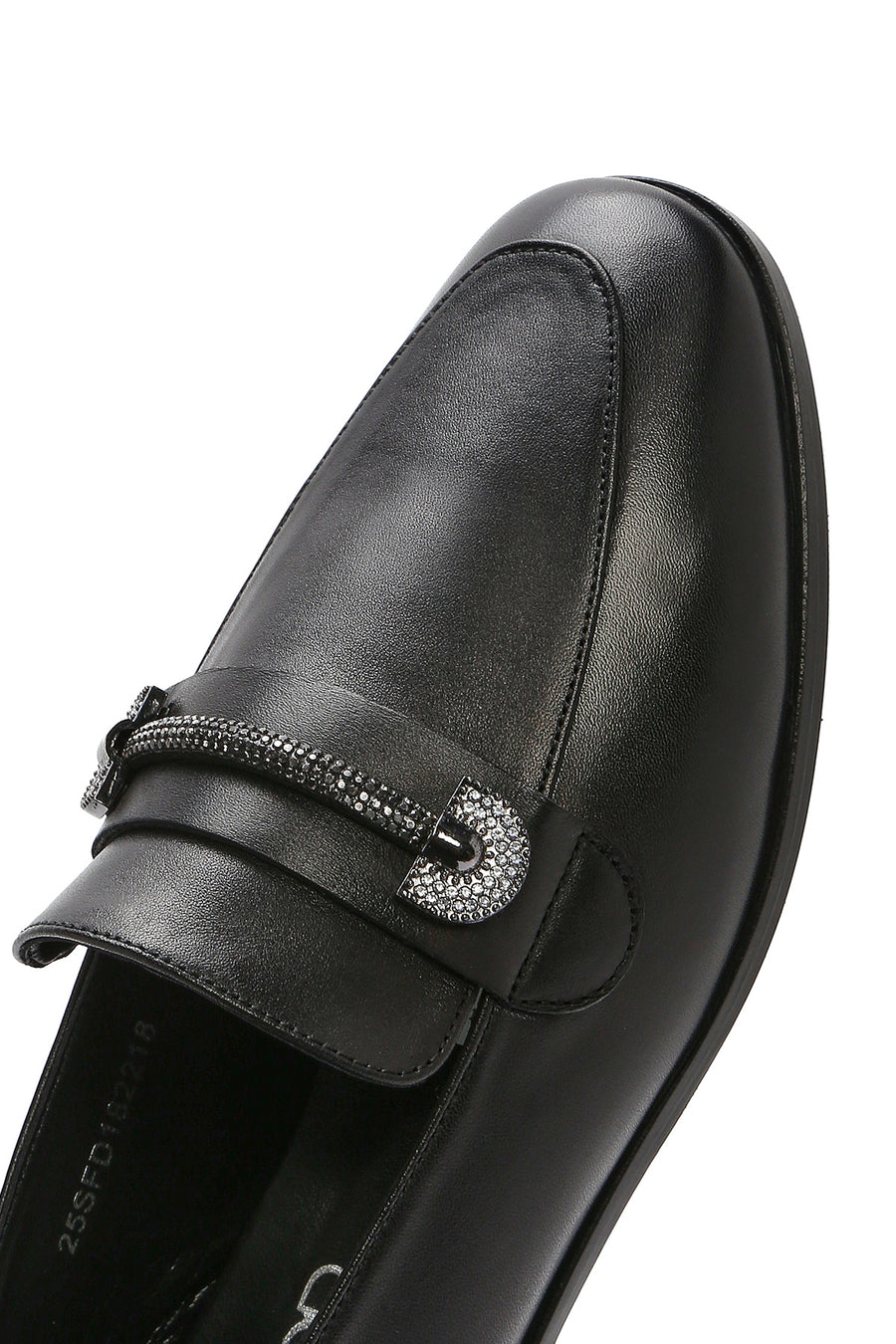 Kadın Siyah Tokalı Deri Maskülen Loafer