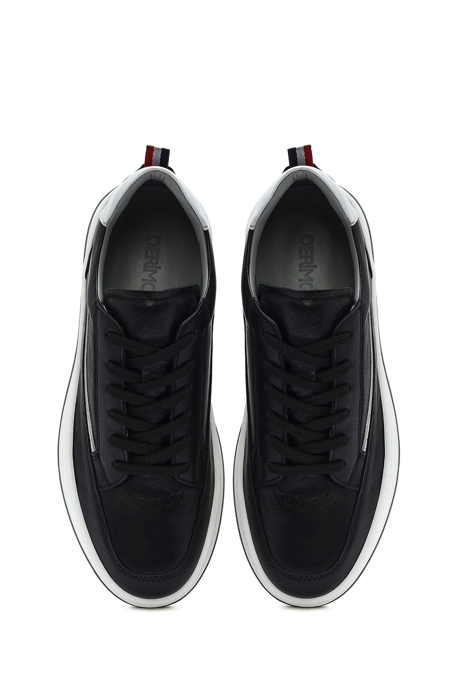 Erkek Siyah Bağcıklı Deri Sneaker