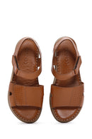 Women's Tan Leather Comfort Sandals | Derimod