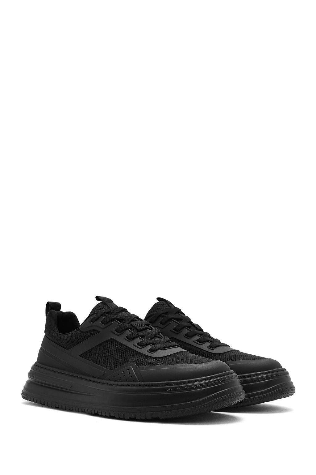 Erkek Siyah Bağcıklı Kalın Tabanlı Sneaker