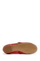Women's Red Mesh Strappy Ballerinas | Derimod