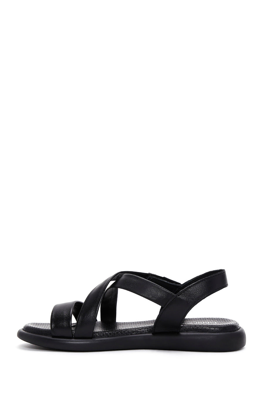 Women's Black Leather Comfort Sandals