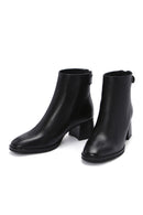 Women's Black Zipper Heeled Leather Boots | Derimod