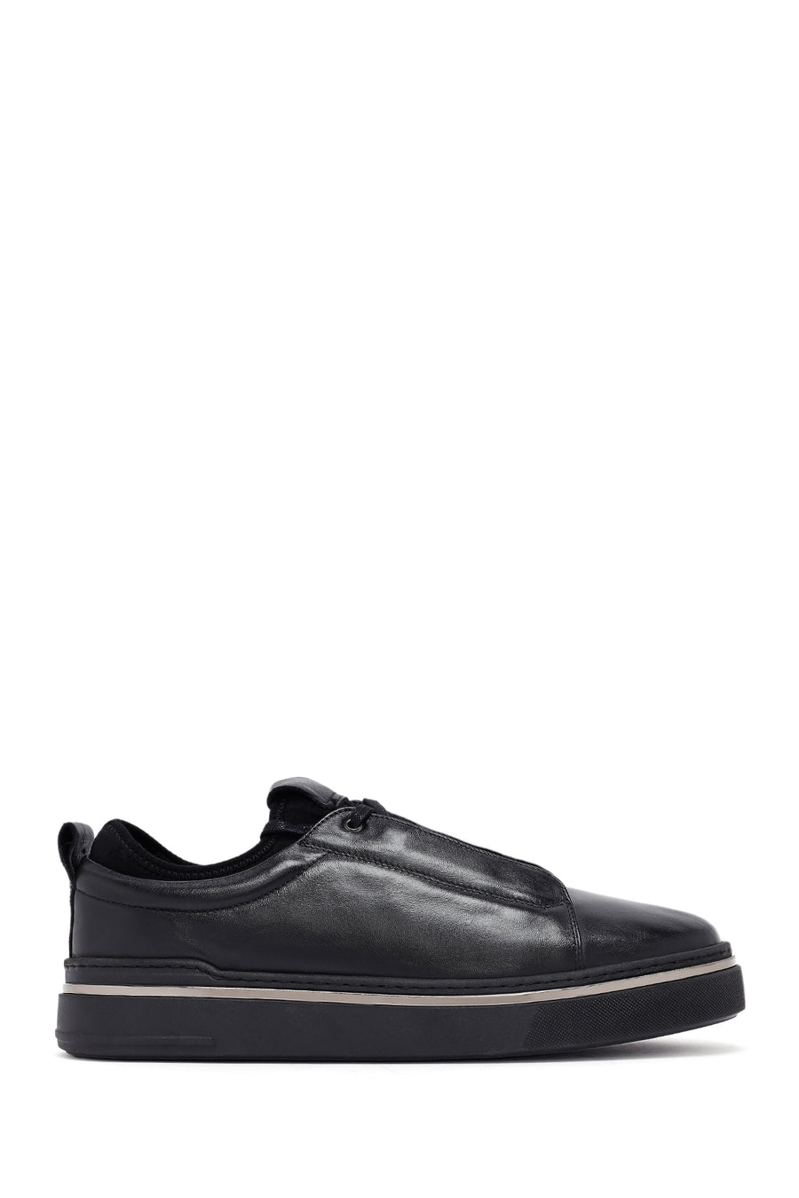 Erkek Siyah Bağcıklı Kalın Tabanlı Deri Sneaker 25WFD655018 | Derimod
