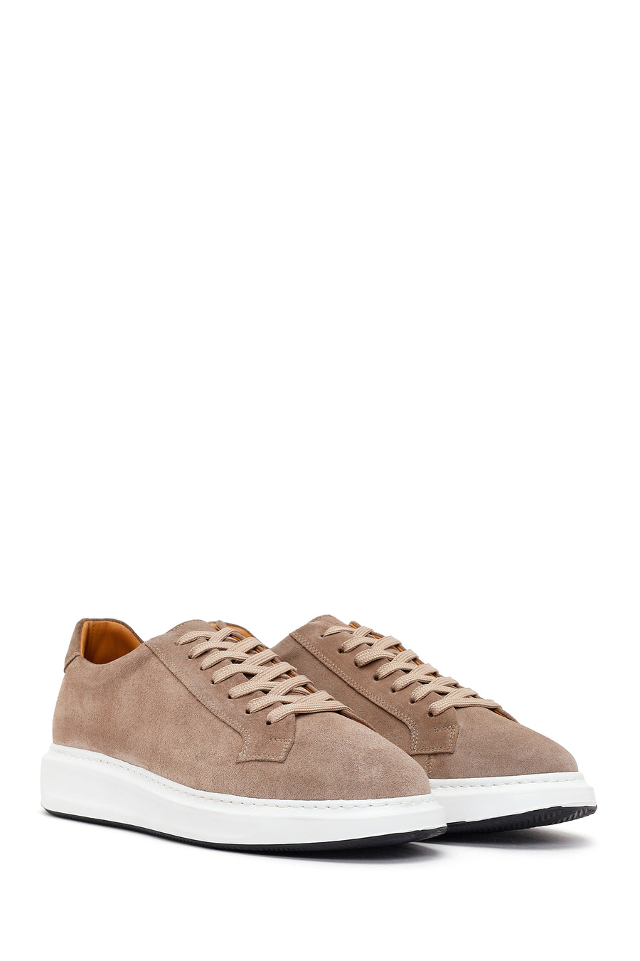 Male Beige Lace-Up Suede Leather Sneaker