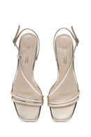 Women's Gold Ankle Buckle Low Heel Metallic Sandals | Derimod