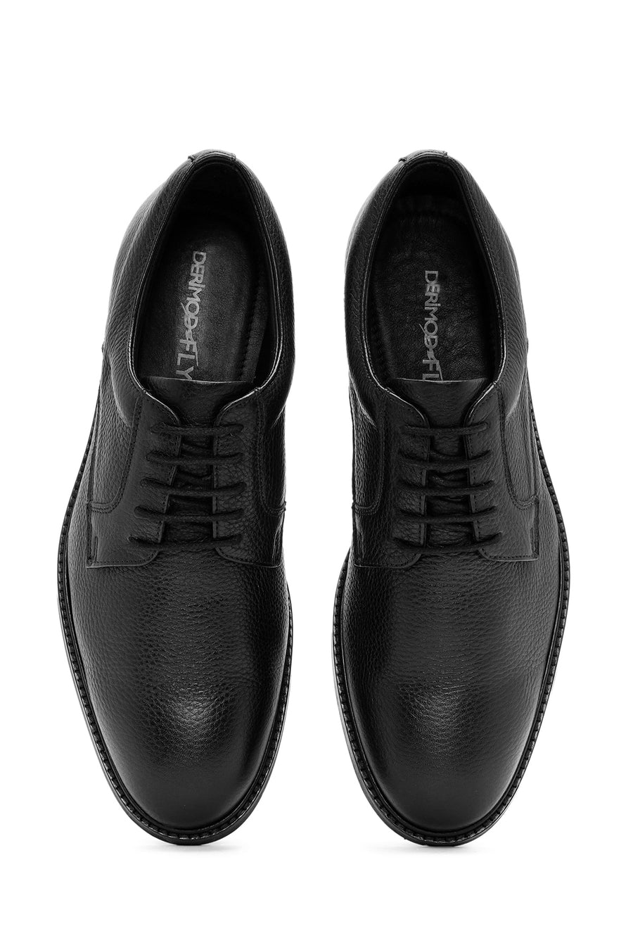 Erkek Siyah Bağcıklı Deri Klasik Ayakkabı