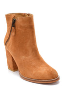 Women's Suede Zipper Detailed Heeled Boots | Derimod