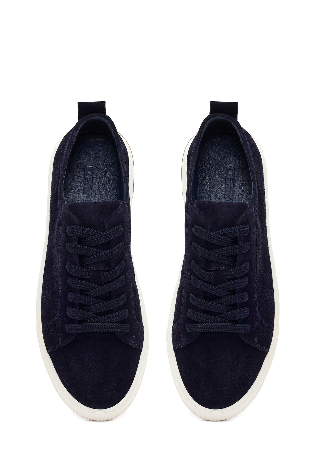Erkek Lacivert Bağcıklı Süet Deri Sneaker