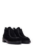 Woman Black Lace-Up Thick-Soled Suede Boots | Derimod