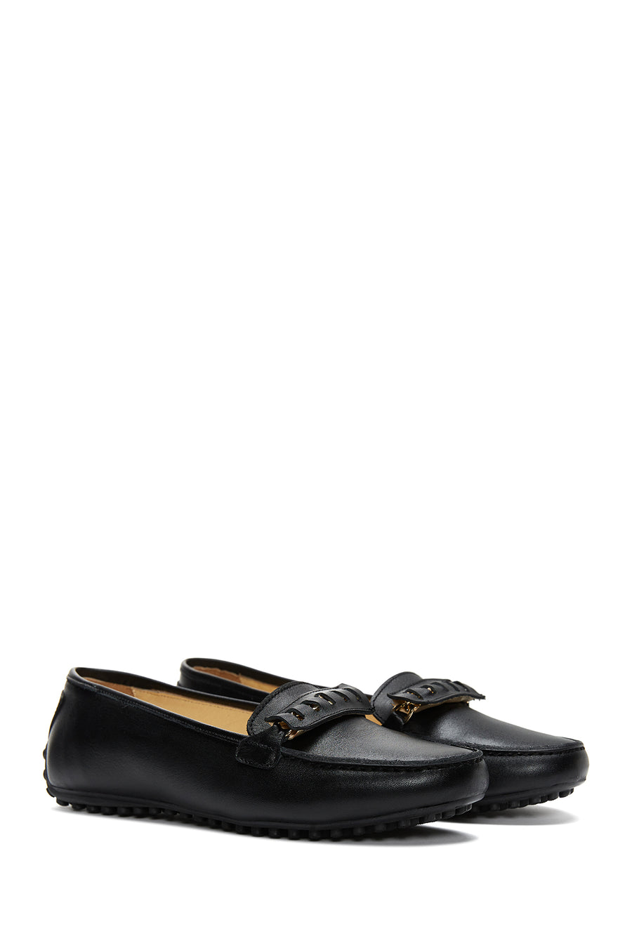 Kadın Siyah Deri Loafer