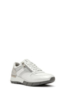 Women's White Lace-Up Side Zipper Leather Sneaker | Derimod