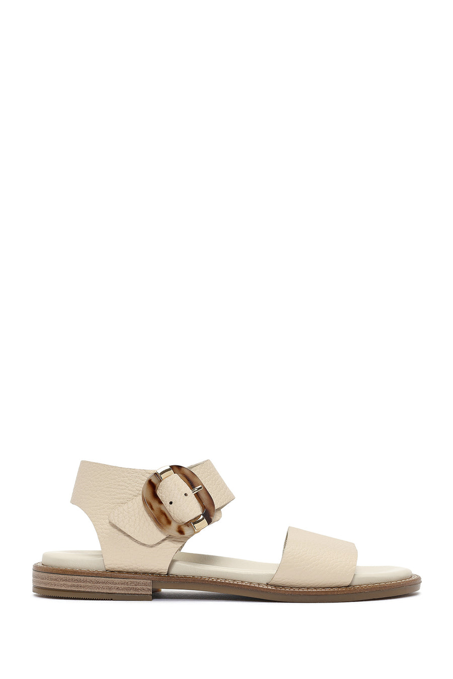 Women's Cream Buckled Leather Sandals 25SFD2011FT | Derimod