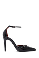 Woman Black Ankle-Strap Buckled High Slim-Heel Patent Leather Stiletto | Derimod
