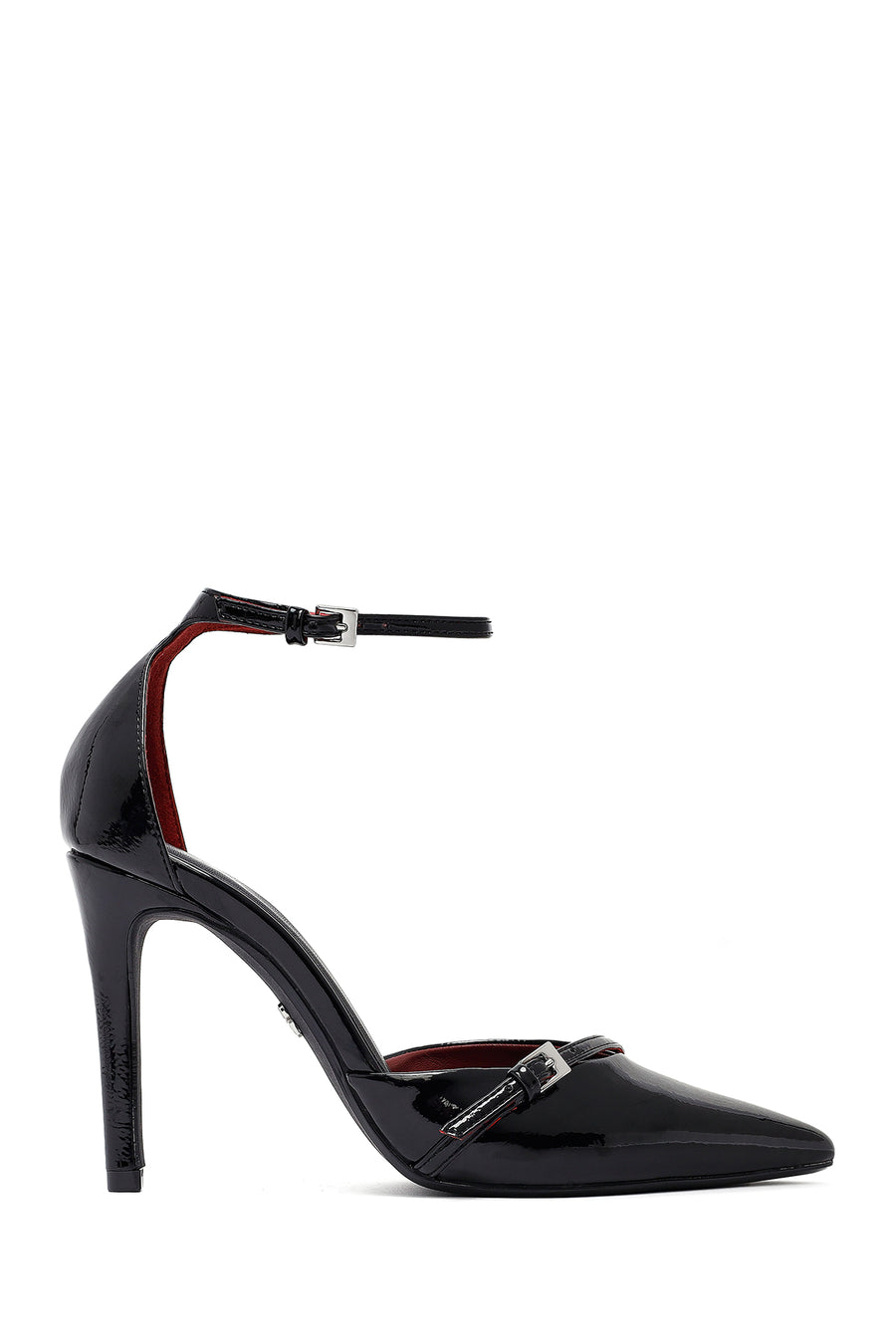 Woman Black Ankle-Strap Buckled High Slim-Heel Patent Leather Stiletto AF500000SR | Derimod