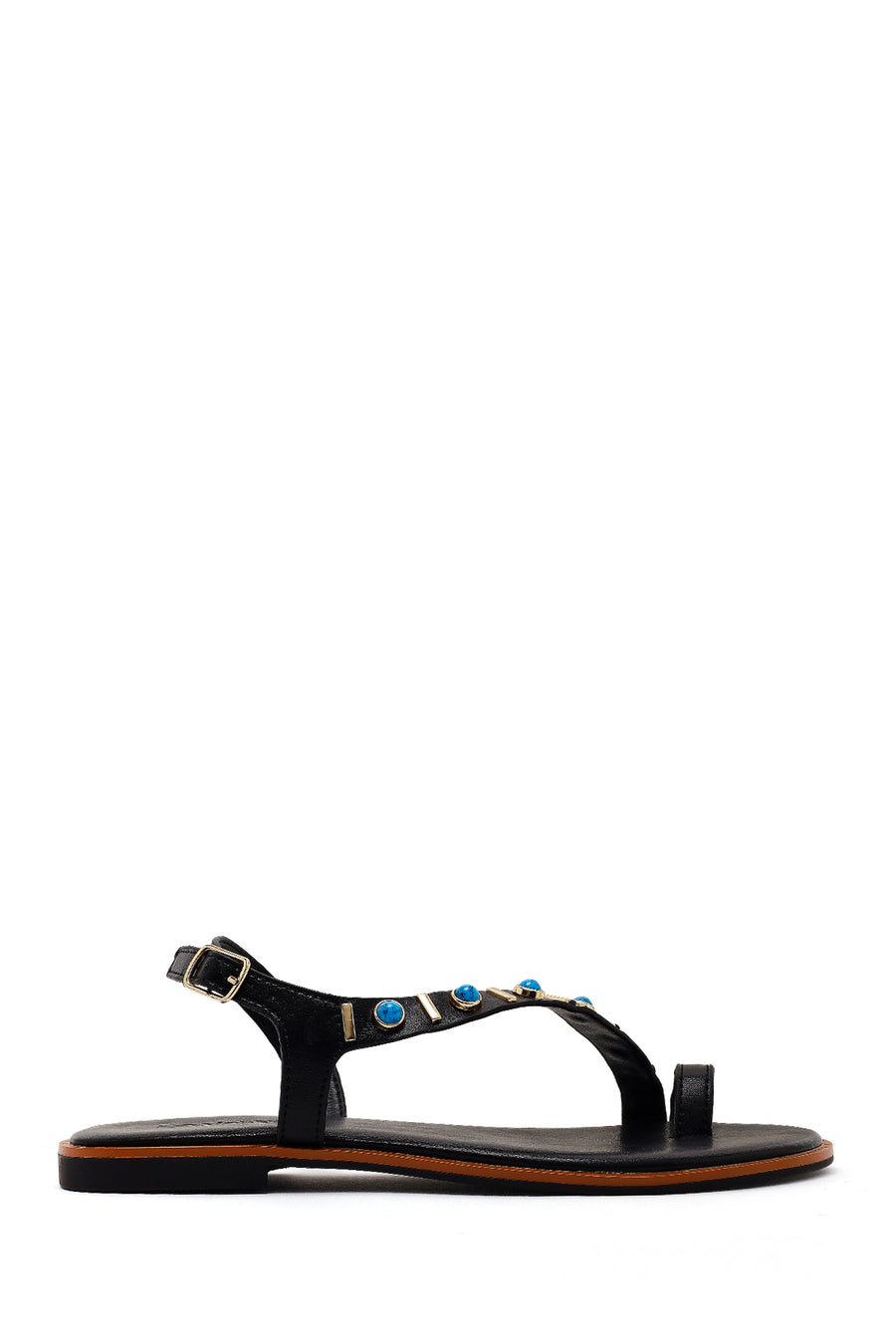 Woman Black Embellished Toe-Post Sandals 26SFE481218 | Derimod