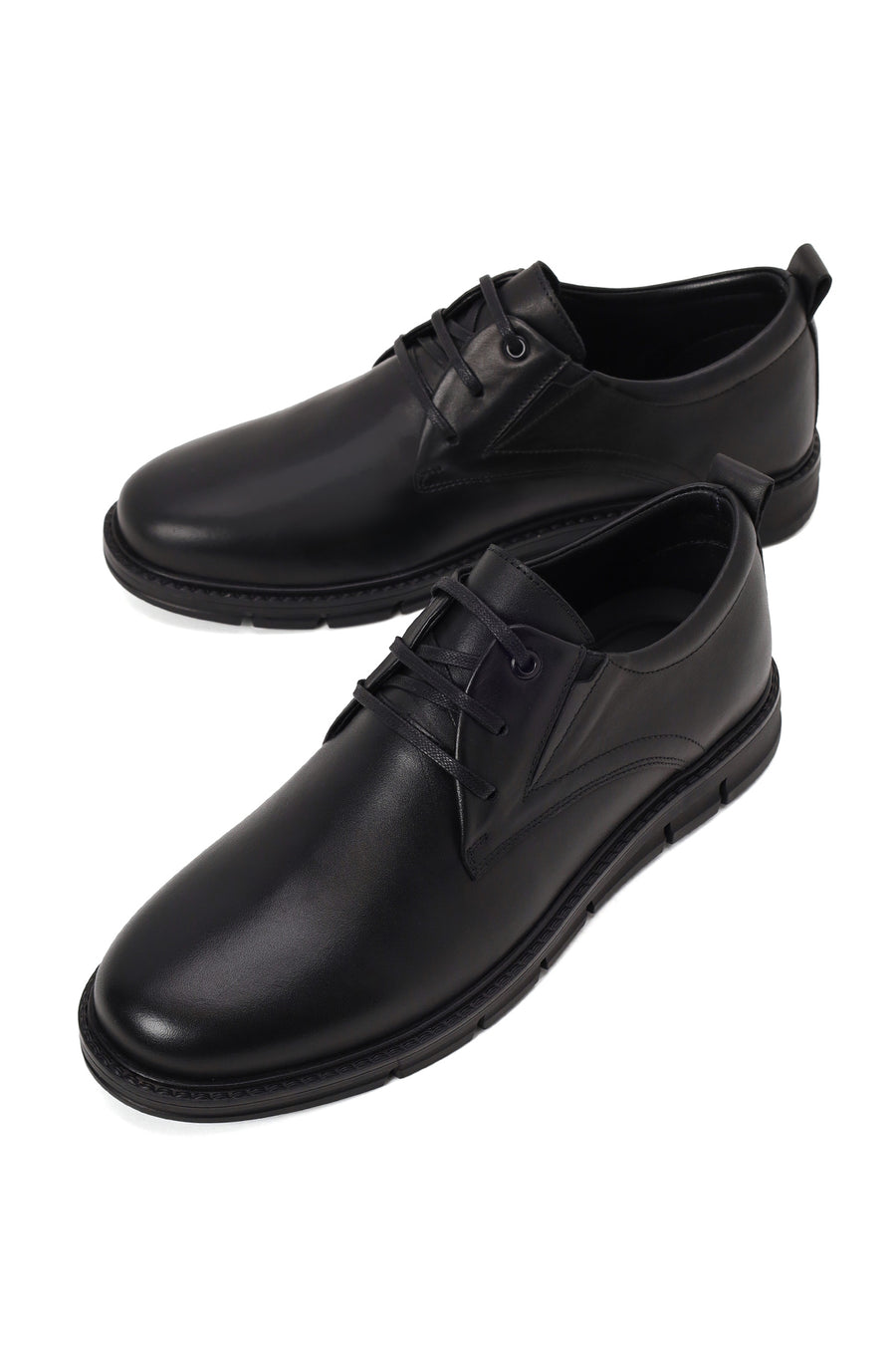 Male Black Lace-up Leather Casual Shoes