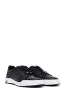 Erkek Siyah Bağcıklı Deri Sneaker | Derimod