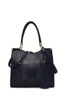 Woman Navy Long-Strap Printed Classic Shoulder Bag | Derimod