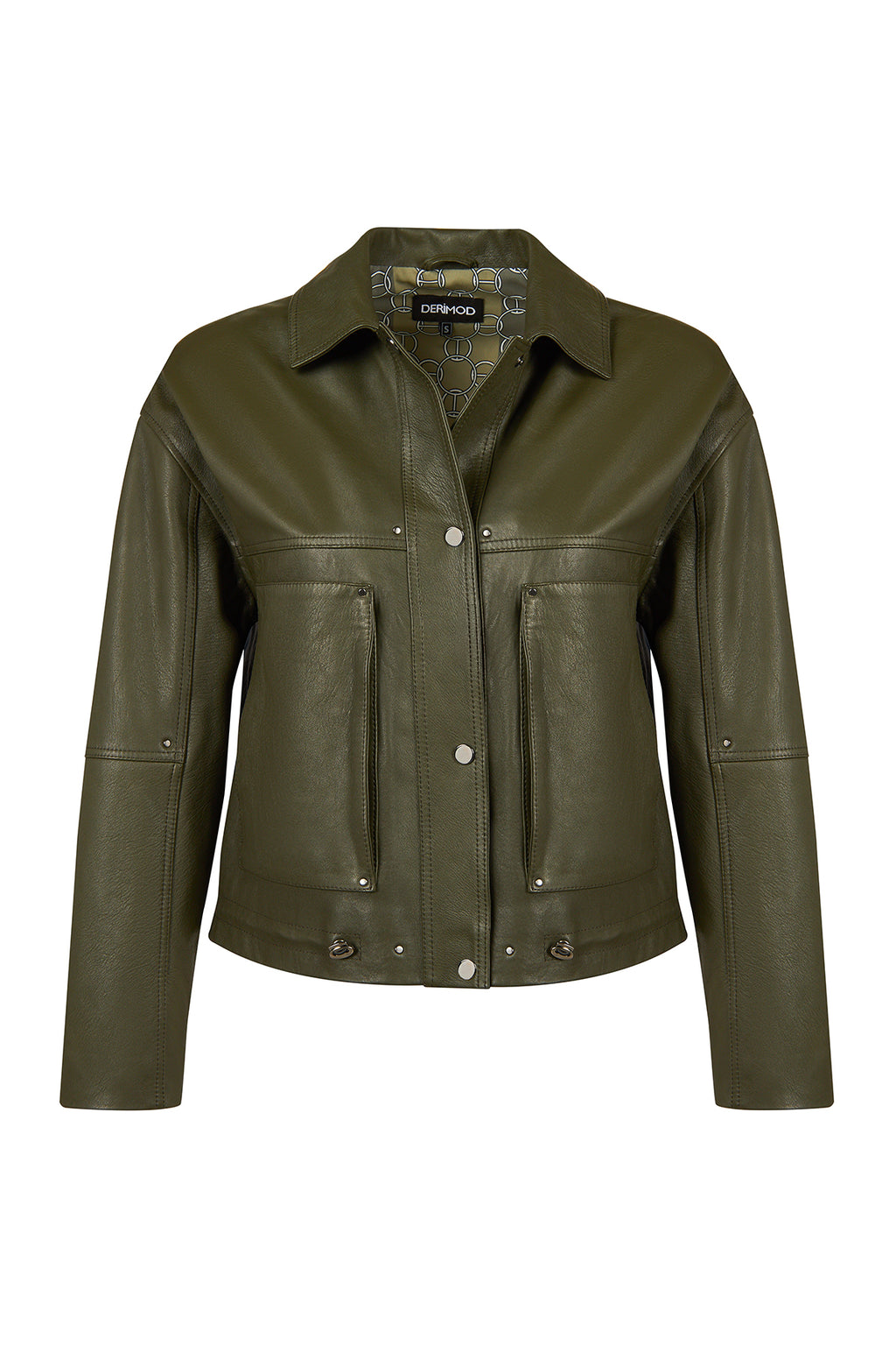 Madlen Kadın Yeşil Oversize Deri Ceket