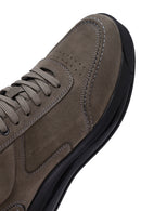 Erkek Gri Bağcıklı Nubuk Deri Sneaker | Derimod