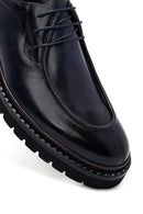 Male Navy Lace-up Thick-Soled Leather Casual Shoes | Derimod