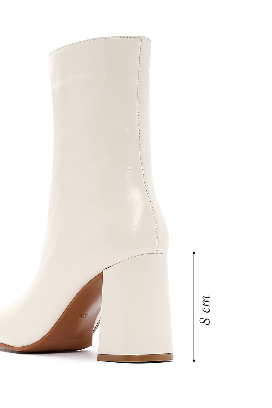Women's Beige Leather Heeled Classic Boots