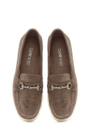 Kadın Vizon Dolgu Topuklu Süet Deri Comfort Loafer | Derimod