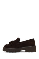 Woman Brown Thick-Soled Tassel Suede Loafer | Derimod