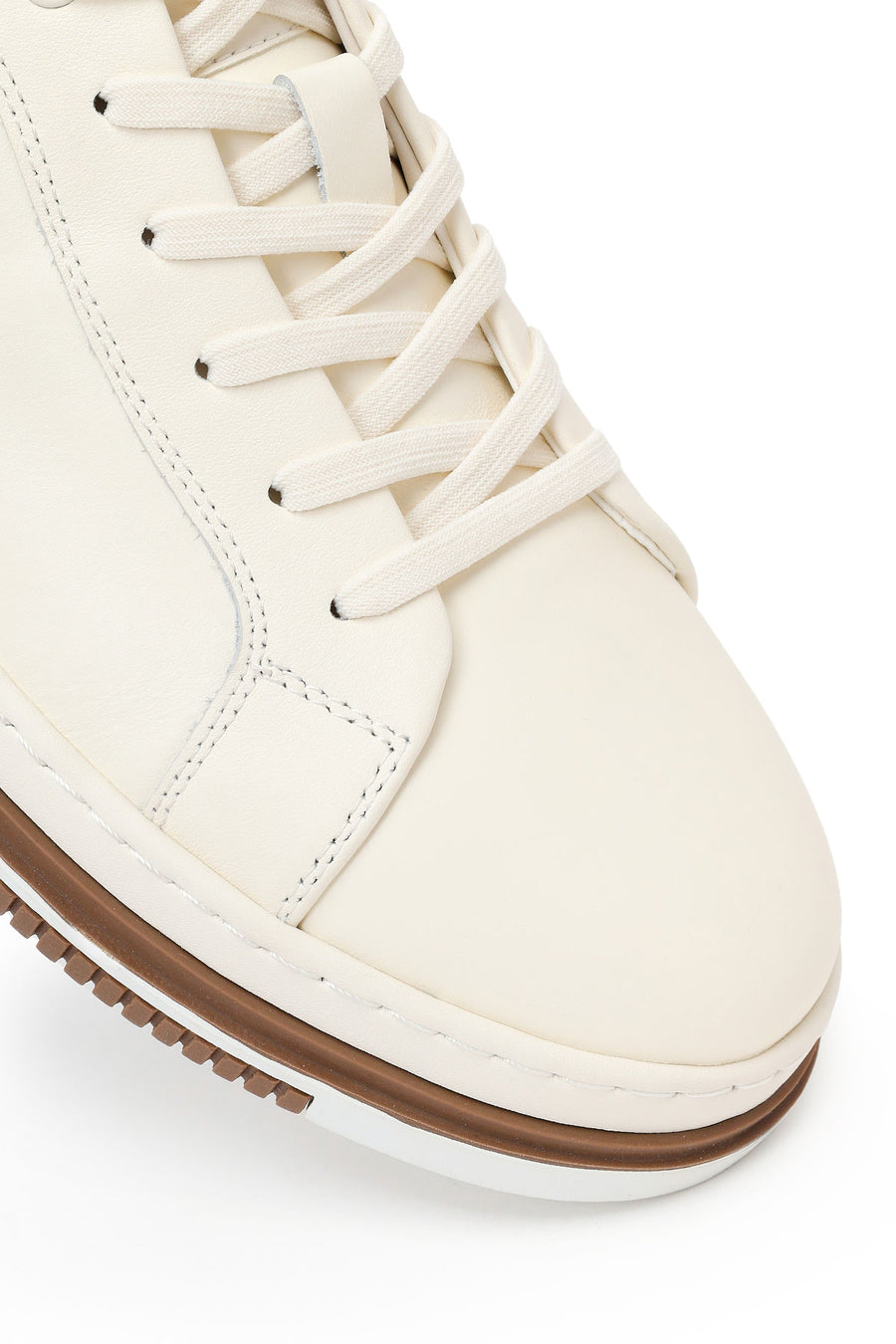 Erkek Beyaz Bağcıklı Deri Sneaker