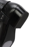 Women's Black Buckle Detailed Leather Cowboy Boots | Derimod