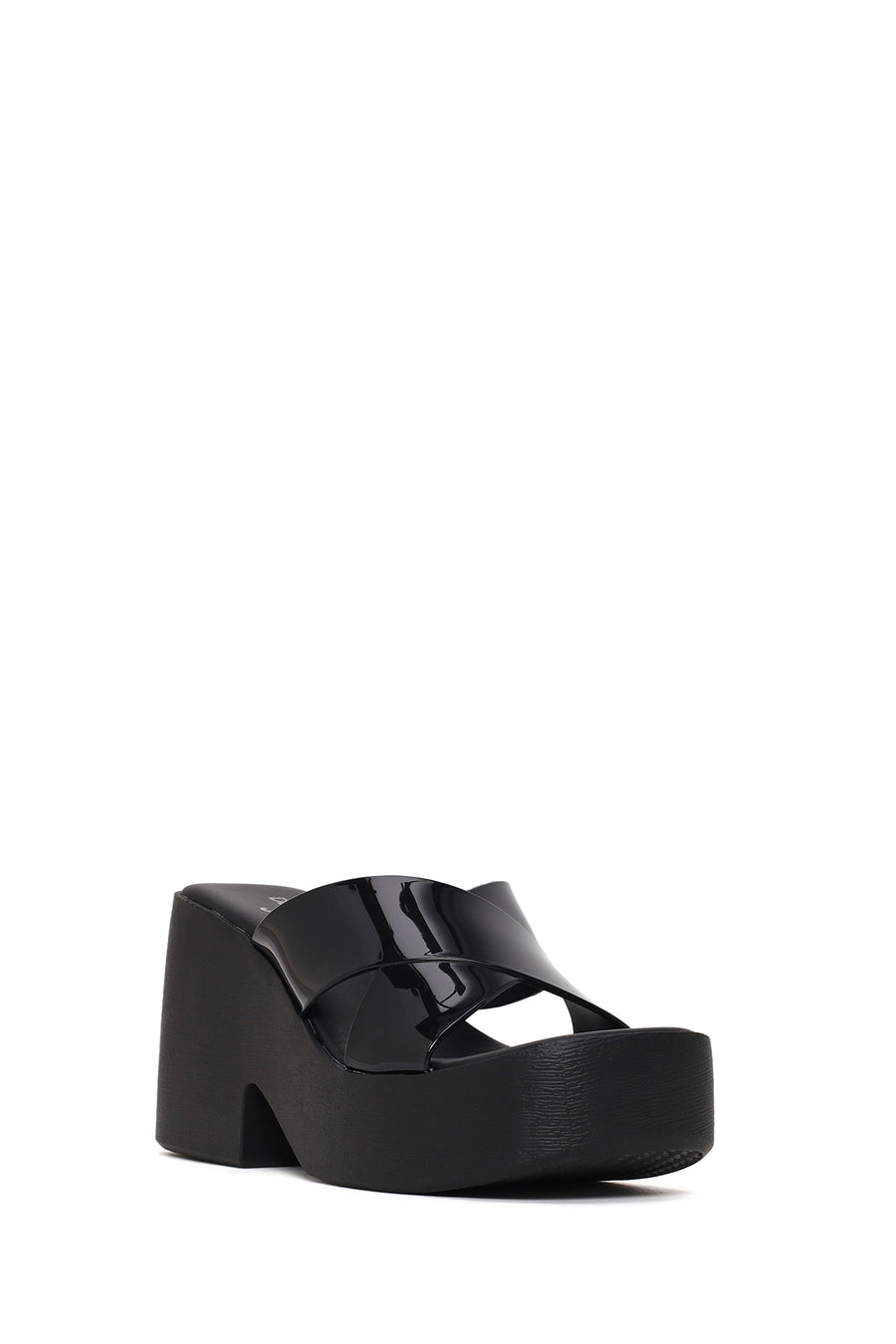 Woman Black Chunky-heeled Platform Jelly Slippers
