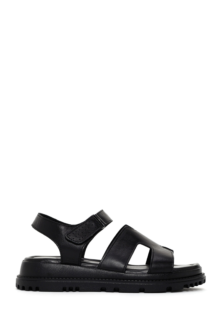 Women's Black Leather Comfort Sandals 25SFD300218 | Derimod