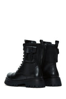 Women's Black Leather Boots with Pocket Detail | Derimod