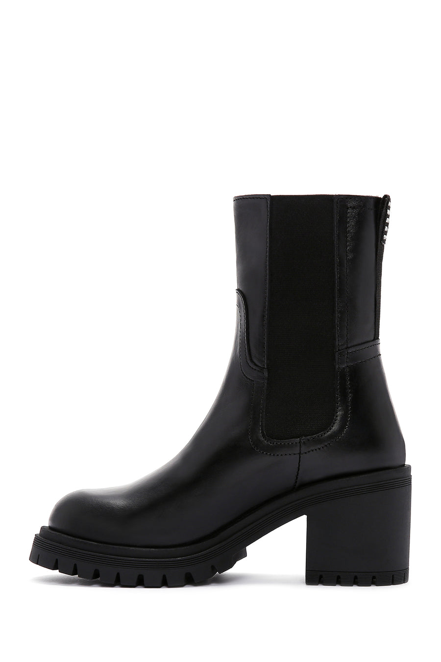 Women's Black Leather Heeled Chelsea Boots