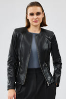 Irina Women's Black Leather Jacket | Derimod