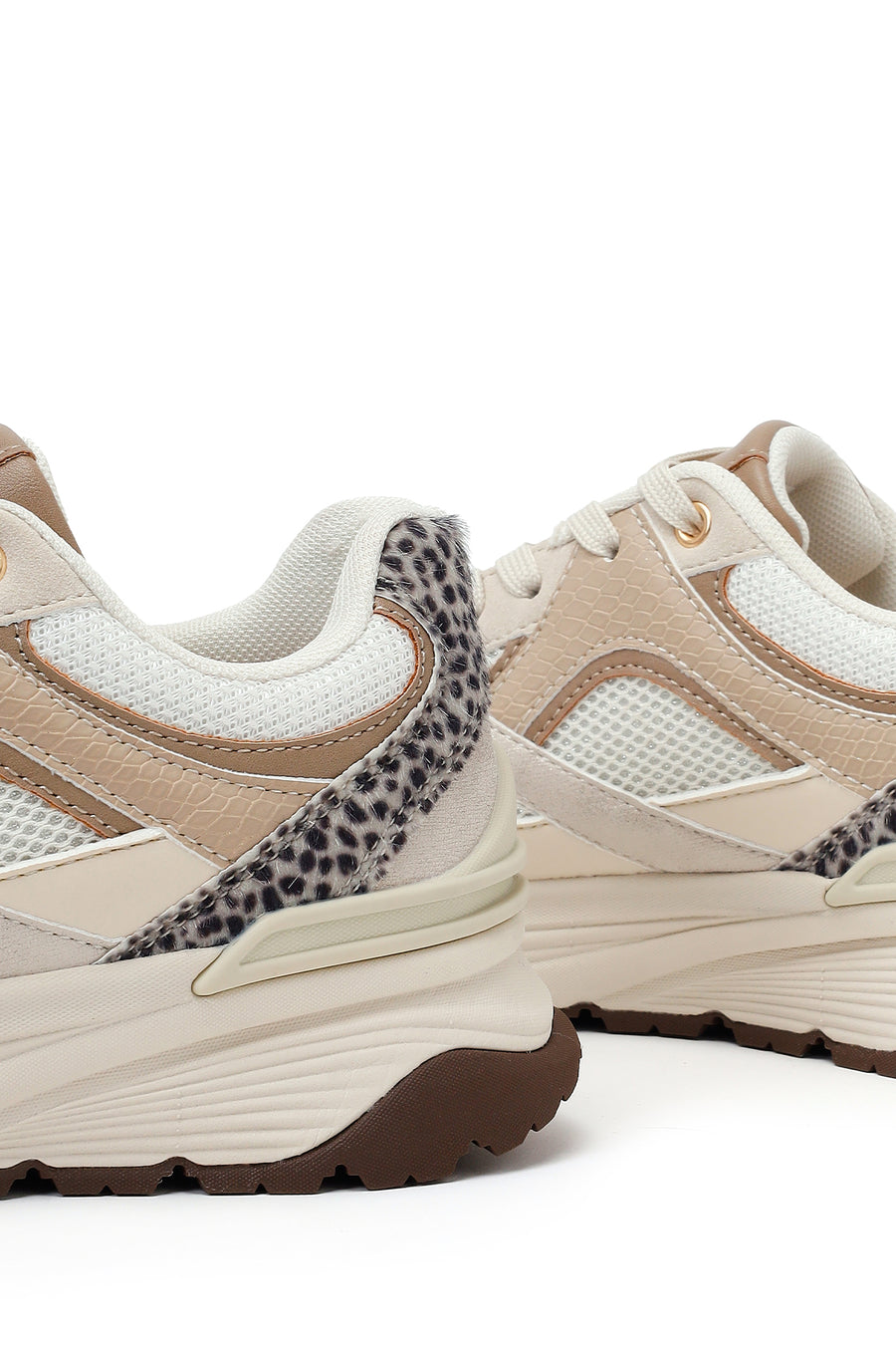 Kadın Bej Bağcıklı Kalın Tabanlı Sneaker